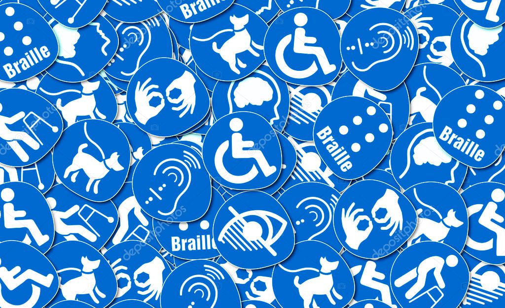 Disabled, Disability Signs, Icons are Visual Presentation.