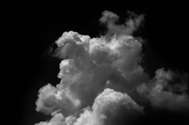 white cloud on black background. Dark tone.