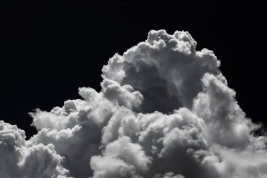 white cloud on black background. Dark tone.