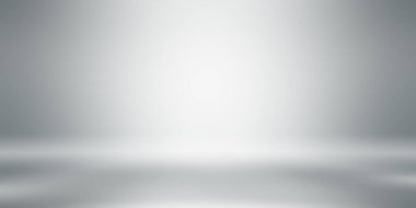 Beyaz ve gri stüdyo odası arka planı, spot ışıklarıyla açık gri zemin zemin..