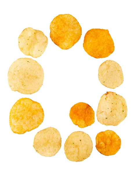 Буква Сделана Картофельных Чипсов Изолирована Белом Фоне Концепция Пищевого Алфавита — стоковое фото