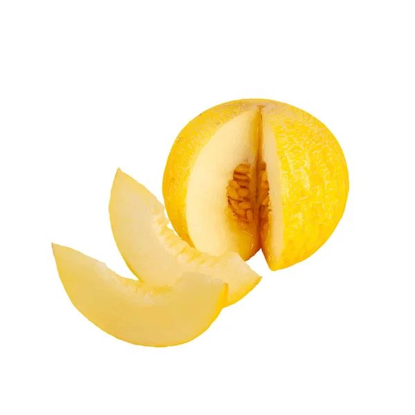 Realistisk Vektor Illustration Melon Mogen Frukt Skivad Melon Med Frön — Stock vektor