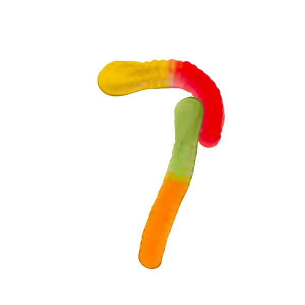Číslo Vyrobeno Gumových Červů Izolováno Čistě Bílém Pozadí Koncept Čísla — Stock fotografie