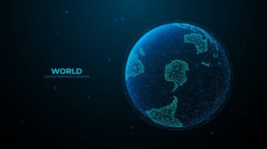 Southern Hemisphere. Abstract digital isolated Earth. Technology polygonal globe on dark background. Futuristic vector illustration. Sci fi blue planet.