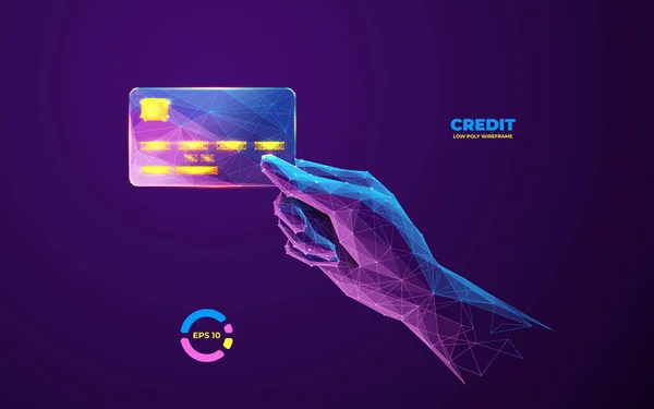 Hitelkártya Kezében Absztrakt Kézfogás Hitelkártya Digitális Kéz Hitelkártyával Online Fizetési — Stock Vector
