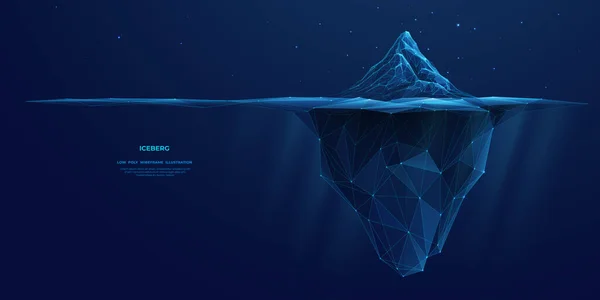 Iceberg Digital Antártico Océano Estilo Poligonal Futurista Sobre Fondo Tecnología — Vector de stock