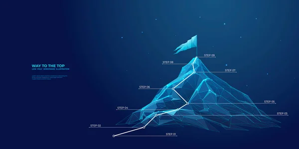 Abstracte Berg Met Vlag Met Een Route Naar Top Infographics — Stockvector