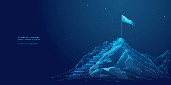 Montaña Digital Abstracta Bandera Escaleras Concepto Liderazgo Concepto Logro Metas — Vector de stock