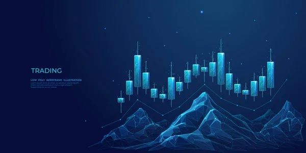 Tech Holograma Cadeias Montanhas Com Gráfico Vetorial Brilhante Dados Financeiros — Vetor de Stock