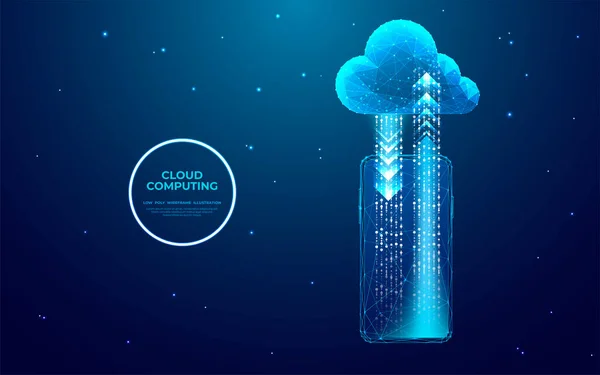 Abstraktes Konzept Der Cloud Technologie Cloud Storage Mit Pfeilen Nach — Stockvektor