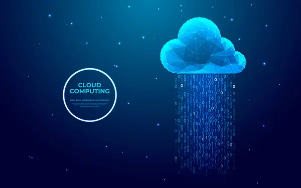 Abstraktes Cloud Computing Technologiekonzept Digitale Cloud Und Binärer Code Datenspeicherung — Stockvektor