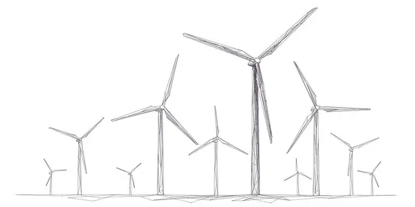 Větrná Energie Větrná Turbína Udržitelná Nebo Zelená Energie Koncept Mnohoúhelníková Stock Ilustrace