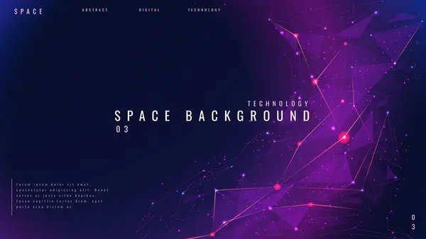 Purple Space Background Polygonal Plexus Abstarct Objects Universe Galaxy Technology Ilustración de stock