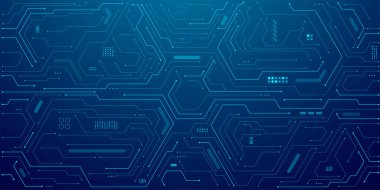 Soyut teknoloji geçmişi. Elektronik elementlerle donatılmış yapay zeka devre kartı. Yapay zeka çipi ya da bağlı yarı iletken. Dijital vektör illüstrasyonu.