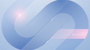 İnce çizgi daire elementleriyle soyut mavi ışık zarif arkaplan. Yumuşak geometrik dalga bg. Beyaz-mavi gradyan teknoloji geçmişi. Dijital teknoloji kapağı. Modern web afişi. Vektör illüstrasyonu.