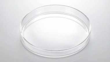Beyaz izole edilmiş arka plan bilimsel ekipman üzerine laboratuvar petri kabı temiz çevre üst görüşü kavramsal bilim