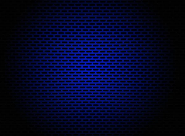 blue metal grid background with black gradient.