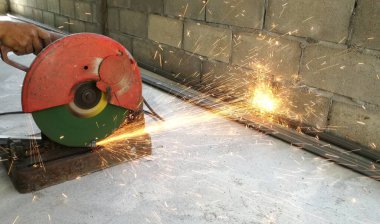 Steel construction work inside the building.