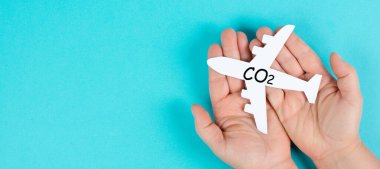 CO 2 'li uçak, çevre sorunu, karbondioksit emmison uçuşu, iklim değişikliği ve küresel ısınma.