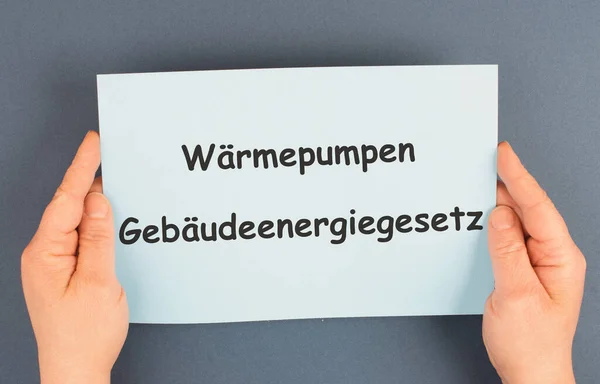 Heat Pumps New Building Energy Act Stands German Language Paper — Stock Photo, Image