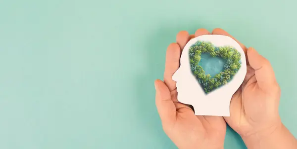 Trees and plants forming a heart, planet earth, green forest and woodland, environment concept, connect and protect nature, earth day