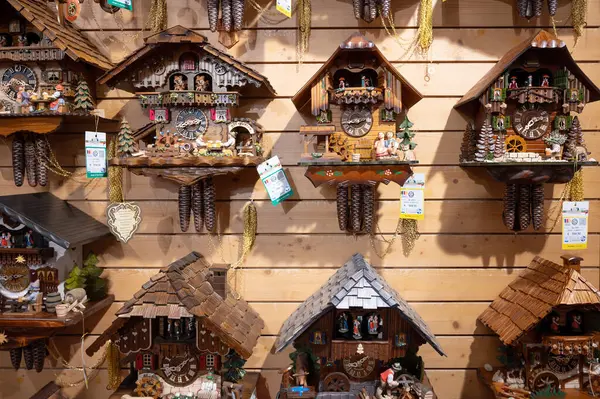 Cuckoo Clocks Shop Black Forest Lake Titisee Neustadt Germany Traditional — Stock Photo, Image