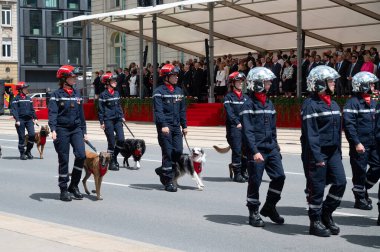 Lüksemburg Ulusal Günü, Grandük 'ün doğum günü kutlamaları, Lüks ordu, polis, itfaiye, kurtarma ve silahlı kuvvetler ile askeri geçit töreni, Lüksemburg şehri, 23.06.2024