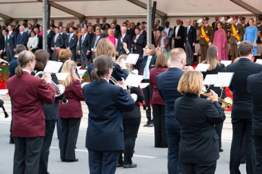 National Day Luxembourg, celebration of the Grand Duke birthday, military parade with luxembourgish army, police, fire department, rescue service and armed forced, Luxembourg city, 23.06.2024 clipart