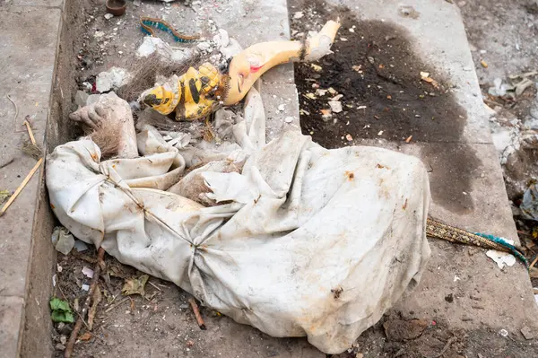 Plastik atık ve çevre, Hindistan, Mumbai 'deki Pawai Gölü' nün suyunu kirleten dini adak