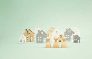 Mahallede ev, ev satın alma veya kiralama, emlak konsepti, emlak yatırımları, sürdürülebilir yaşam tarzı, iş ve sigorta