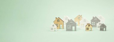 Ev satın alma veya kiralama, aile evi, emlak konsepti, emlak yatırımları, banka ipoteği, iş ve sigorta