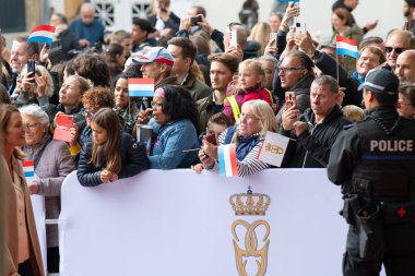Crowd of people, Grand Ducal palace, celebration of throne accession of Grand Duke Guillaume, Luxembourg city, october 3rd 202
