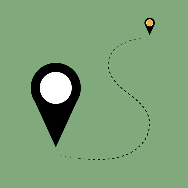 Karta Pekare Med Ikon Skylt Navigering Väg Med Grön Bakgrund — Stockfoto