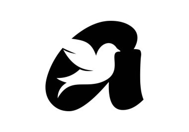 Bu A harfi ve şirketiniz için eklenmiş kuş logosu tasarımı. Güvercin Logosu Tasarım Vektör Şablonu ile İlk Harf A logosu. Şirket İş Kimliği için Grafik Alfabesi Sembolü