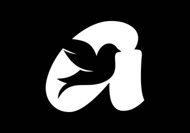Bu A harfi ve şirketiniz için eklenmiş kuş logosu tasarımı. Güvercin Logosu Tasarım Vektör Şablonu ile İlk Harf A logosu. Şirket İş Kimliği için Grafik Alfabesi Sembolü