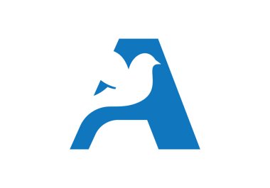 Bu A harfi ve şirketiniz için eklenmiş kuş logosu tasarımı. Güvercin Logosu Tasarım Vektör Şablonu ile İlk Harf A logosu. Şirket İş Kimliği için Grafik Alfabesi Sembolü