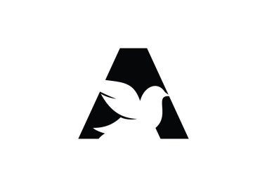 Bu A harfi ve şirketiniz için eklenmiş kuş logosu tasarımı. Güvercin Logosu Tasarım Vektör Şablonu ile İlk Harf A logosu. Şirket İş Kimliği için Grafik Alfabesi Sembolü