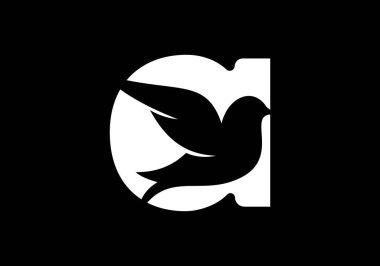 Bu A harfi ve şirketiniz için eklenmiş kuş logosu tasarımı. Güvercin Logosu Tasarım Vektör Şablonu ile İlk Harf A logosu. Şirket İş Kimliği için Grafik Alfabesi Sembolü