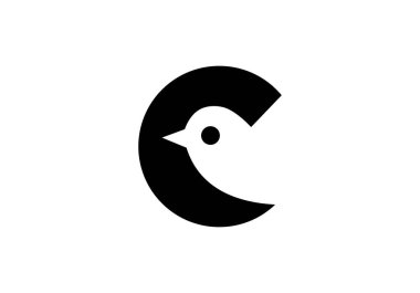 Kuş Silueti Minimalist Modern Monogram Tasarımı ile Yaratıcı Mektup Logosu