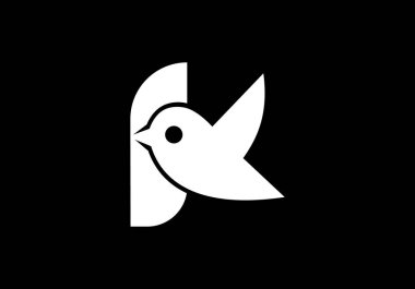 Kuş Silueti Minimalist Modern Monogram Tasarımı ile Yaratıcı Mektup Logosu