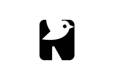 Kuş Silueti Minimalist Modern Monogram Tasarımı ile Yaratıcı Mektup Logosu