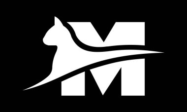 Harf Tasarımı Minimalist Hayvan Tasarımı Yaratıcı Kedi Logosu. Bu eşsiz logo tasarımı bir kedi siluetinin zarafetiyle harfin kalın yapısını birleştiriyor. Evcil hayvan markaları, veteriner klinikleri, kedi severler için ideal..