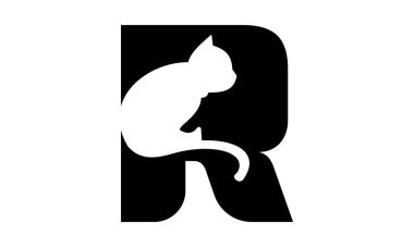 Harf Tasarımı Minimalist Hayvan Tasarımı Yaratıcı Kedi Logosu. Bu eşsiz logo tasarımı bir kedi siluetinin zarafetiyle harfin kalın yapısını birleştiriyor. Evcil hayvan markaları, veteriner klinikleri, kedi severler için ideal..