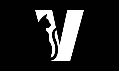 Harf Tasarımı Minimalist Hayvan Tasarımı Yaratıcı Kedi Logosu. Bu eşsiz logo tasarımı bir kedi siluetinin zarafetiyle harfin kalın yapısını birleştiriyor. Evcil hayvan markaları, veteriner klinikleri, kedi severler için ideal..