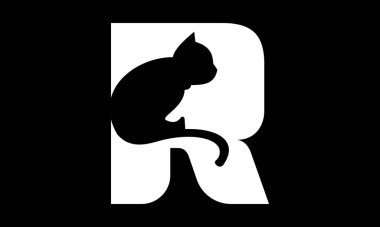 Harf Tasarımı Minimalist Hayvan Tasarımı Yaratıcı Kedi Logosu. Bu eşsiz logo tasarımı bir kedi siluetinin zarafetiyle harfin kalın yapısını birleştiriyor. Evcil hayvan markaları, veteriner klinikleri, kedi severler için ideal..