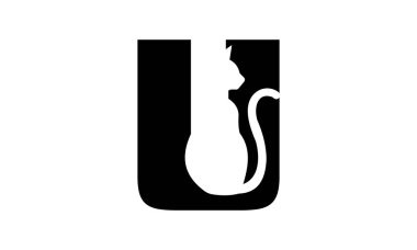 Harf Tasarımı Minimalist Hayvan Tasarımı Yaratıcı Kedi Logosu. Bu eşsiz logo tasarımı bir kedi siluetinin zarafetiyle harfin kalın yapısını birleştiriyor. Evcil hayvan markaları, veteriner klinikleri, kedi severler için ideal..