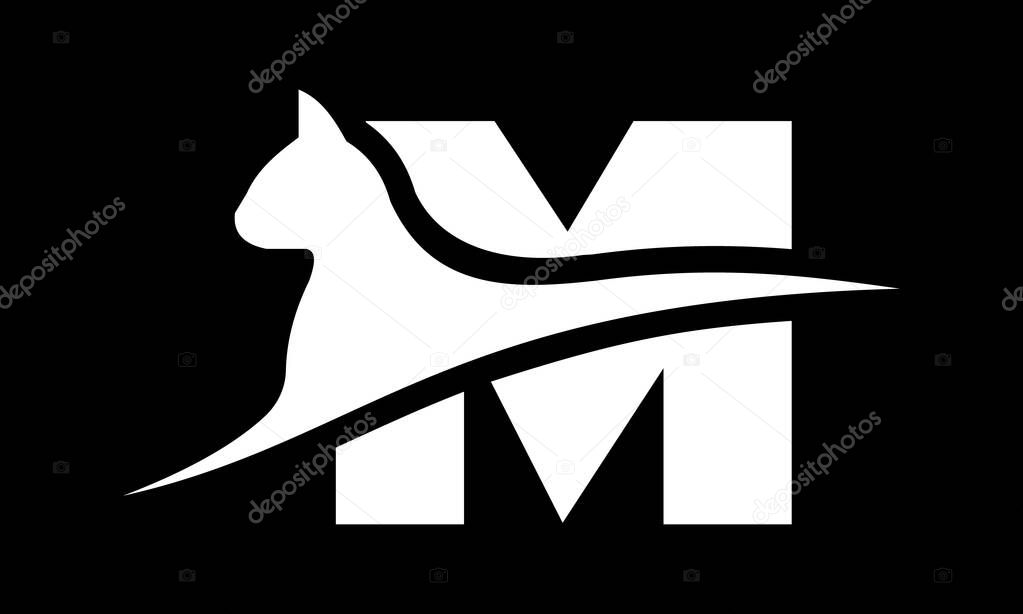 Creative Cat Logo with Letter Design  Minimalist Animal Monogram Design. This unique logo design combines the elegance of a cat silhouette with the bold structure of the letter Ideal for pet-related brands, veterinary clinics, cat lovers.