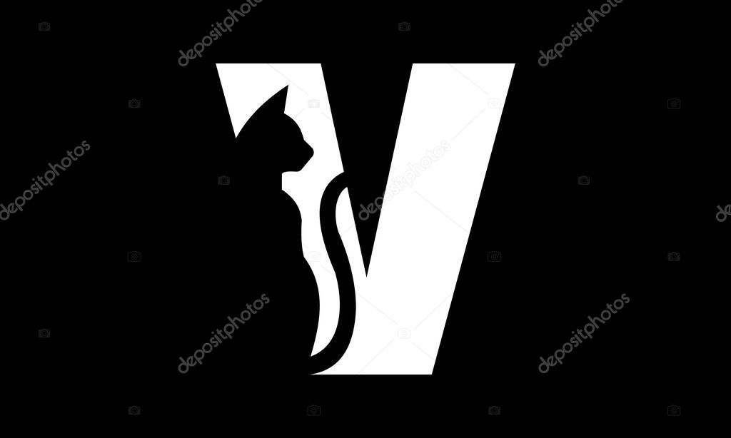 Creative Cat Logo with Letter Design  Minimalist Animal Monogram Design. This unique logo design combines the elegance of a cat silhouette with the bold structure of the letter Ideal for pet-related brands, veterinary clinics, cat lovers.