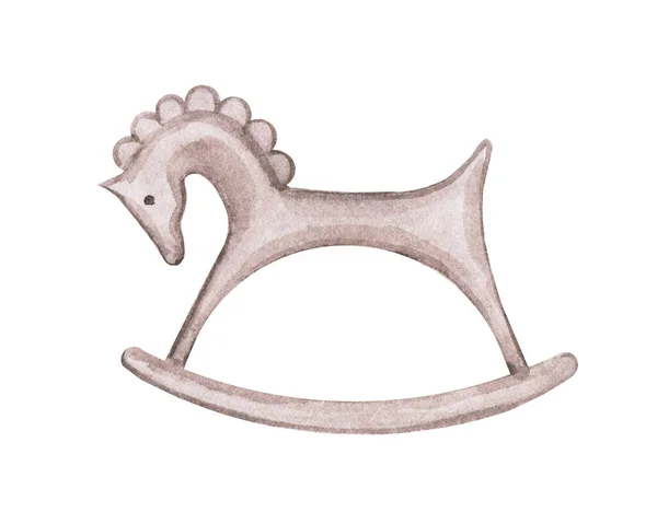 Akvarell Bild Leksak Barnens Häst Vit Bakgrund — Stockfoto
