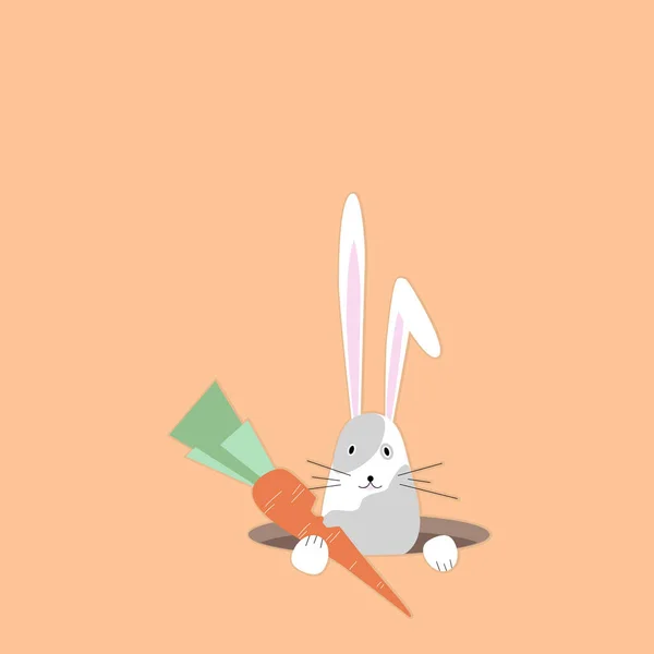 Хорошая Векторная Иллюстрация Стилизованный Кролик Морковкой — стоковый вектор